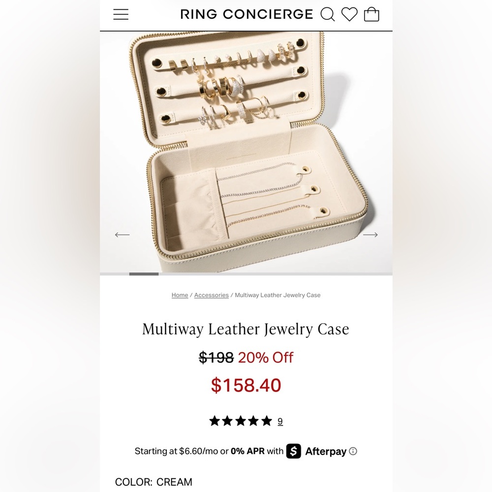 Ring concierge jewelry case - box retail $198 cream color